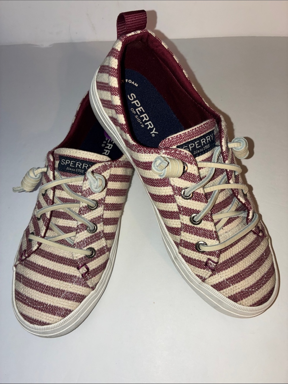 Sperry Sneakers, Red/White Striped, Size 6.5 Womens